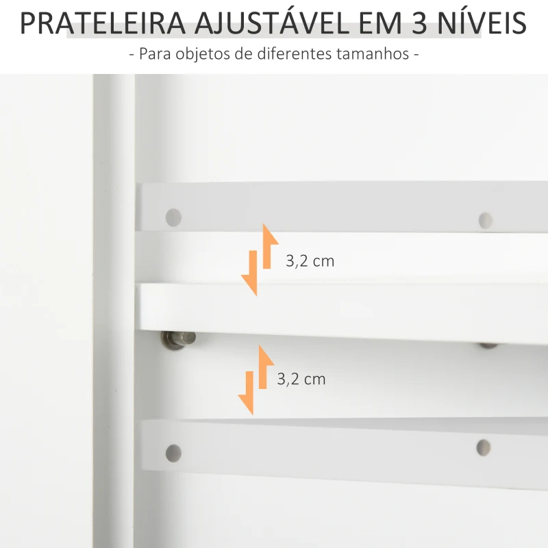 HOMCOM Armário de Parede para Casa de Banho com 2 Portas e Prateleira Ajustável e Armazenamento Aberto 60x19,8x58 cm Branco