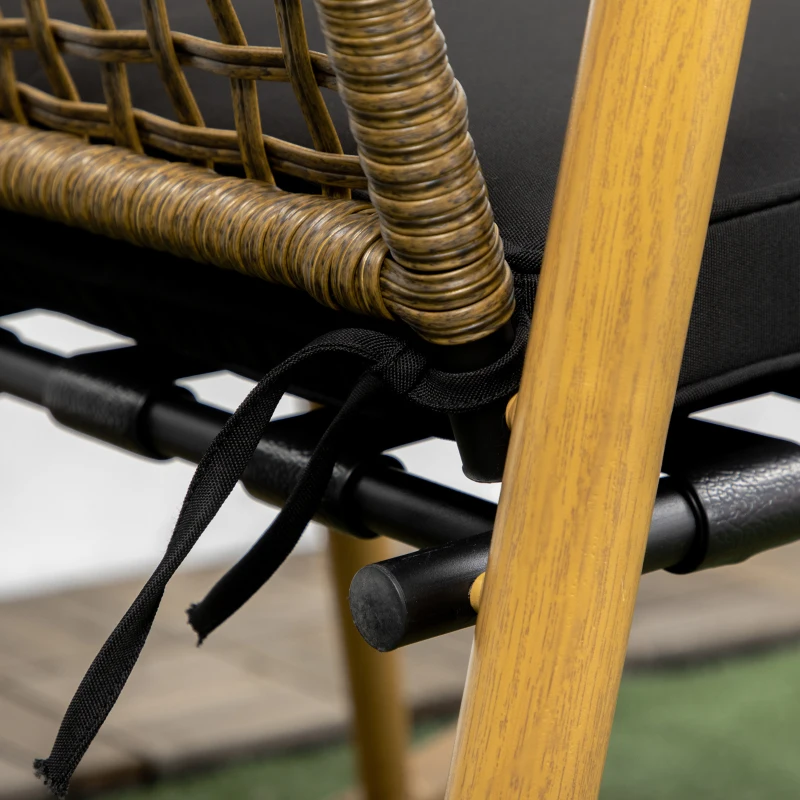 Outsunny Gartenmöbelset für  Personen 2 Schaukelstühle, 1 Beistelltisch, robustes Polyrattan, inkl. Sitzauflagen