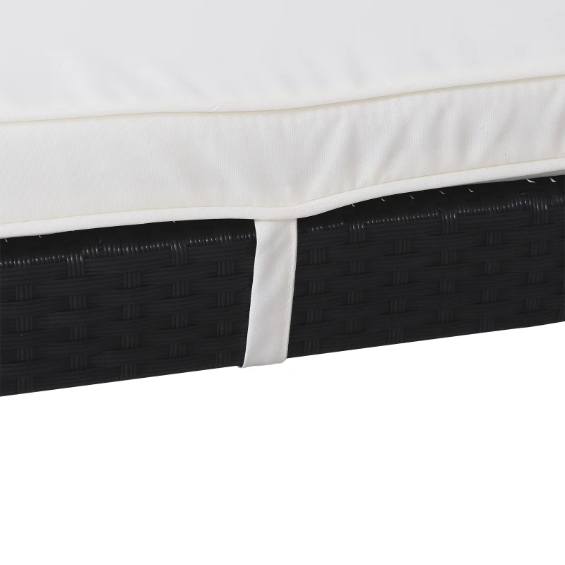 Outsunny Conjunto de 2 Espreguiçadeiras de Jardim de Vime Reclináveis em 5 Posições 196x65x22 cm Preto e Creme