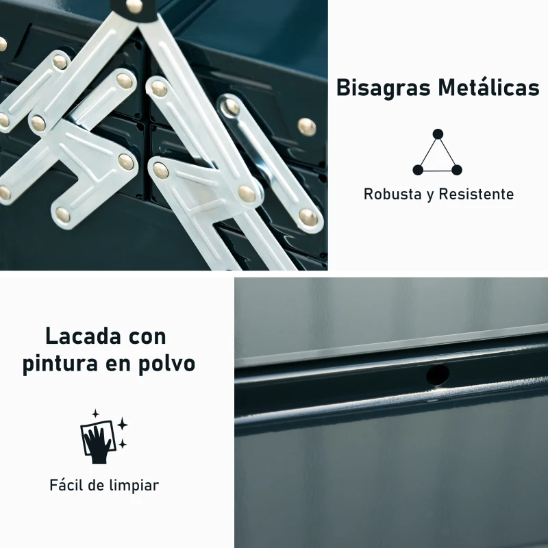 DURHAND Caja de Herramientas Metálica, Maletín de Herramientas de Acero Plegable con 5 Bandejas y Asa, para Taller, Garaje, 56x20x41 cm, Verde