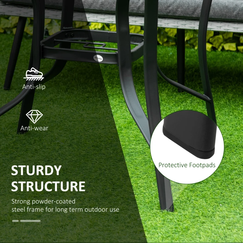 Outsunny Masa de Gradina Rotunda cu Orificiu pentru Umbrela, din Otel si Sticla, Ø106.5x71 cm, Negru
