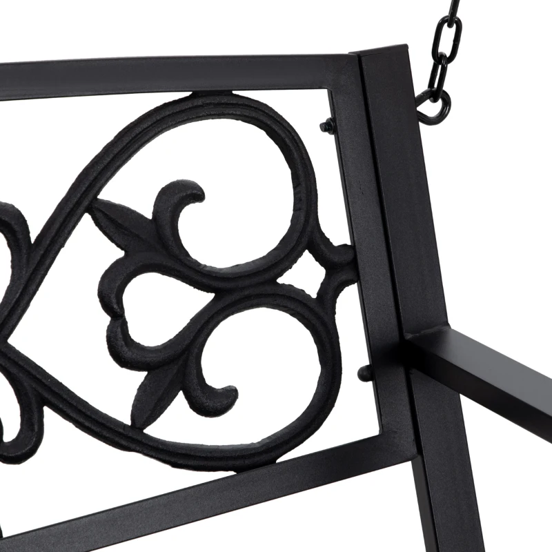 Outsunny Banco Baloiço de 2 Lugares com Apoio para os Braços Carga Máx. 240kg para Jardim Varanda Exterior 127x59,5x52cm Preto