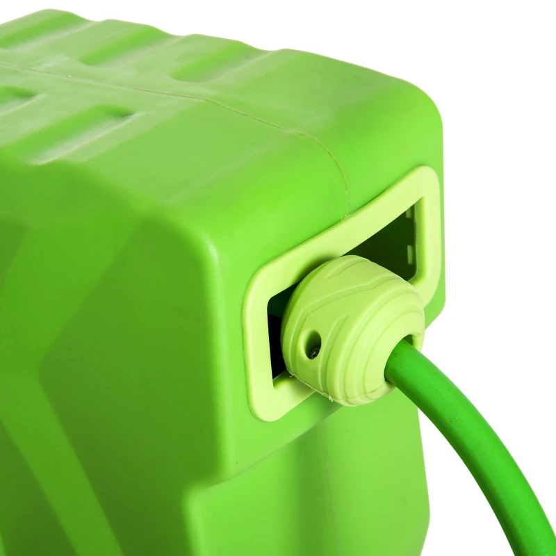 Outsunny Dévidoir Mural Enrouleur Automatique pivotant 180° Tuyau 20 + 2 m avec Lance arrosage Support Mural intégré Vert