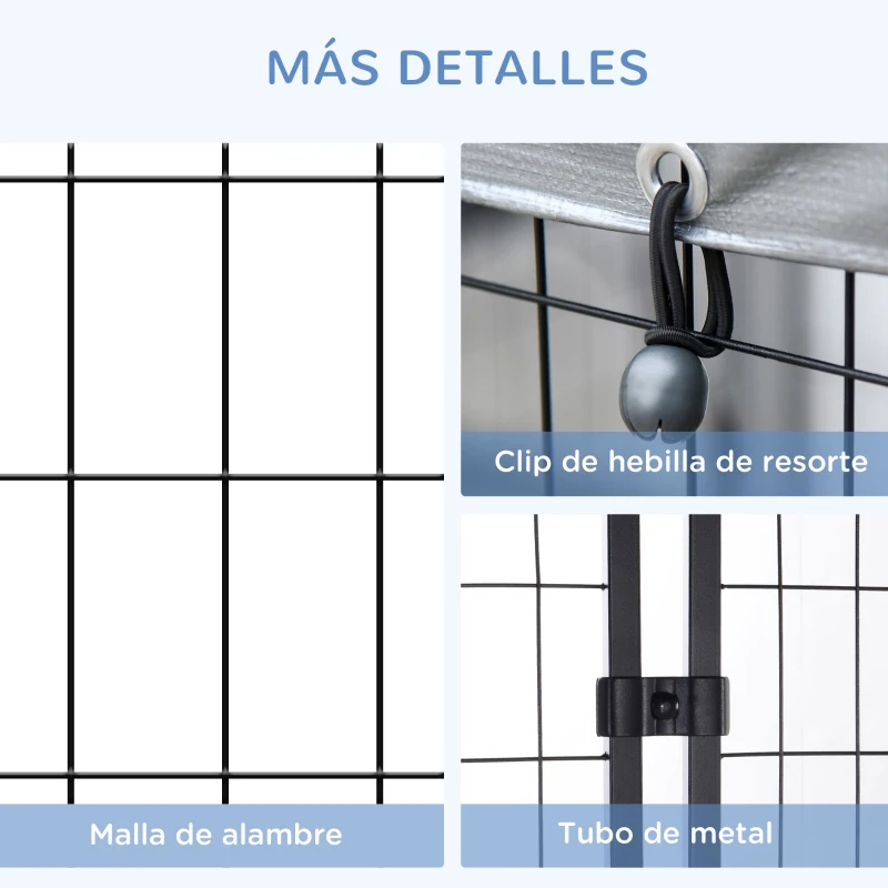 PawHut Perrera de Exterior con Techo con Malla de Metal y Puerta con Cierre para Jardín Patio 20x120x138cm Negro y Plata