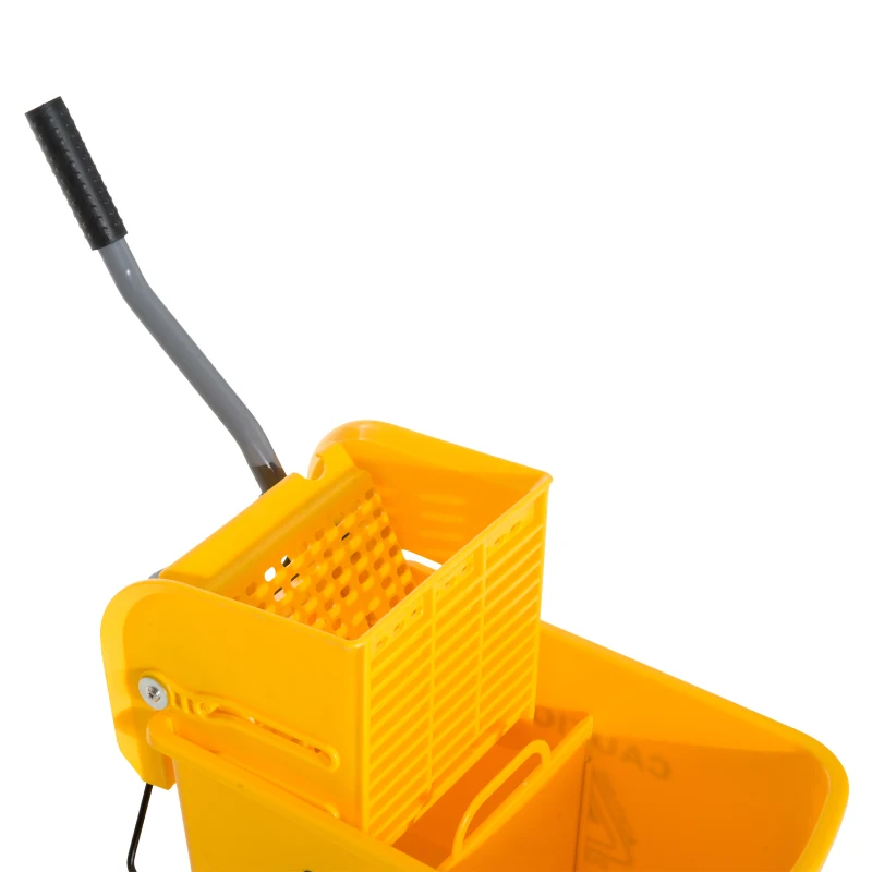 HOMCOM Chariot de nettoyage lavage seau de ménage 20 L avec essoreur et séparateur eau sale propre jaune 60L x 27l x 70,5H cm