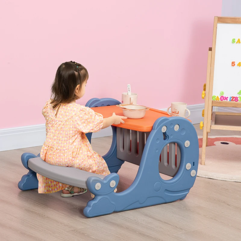 HOMCOM Bureau pupitre pour Enfants 2 Faces avec Tableau Blanc - Table à Dessin - dès 1 ans dim. 65L x 53l x 41H cm