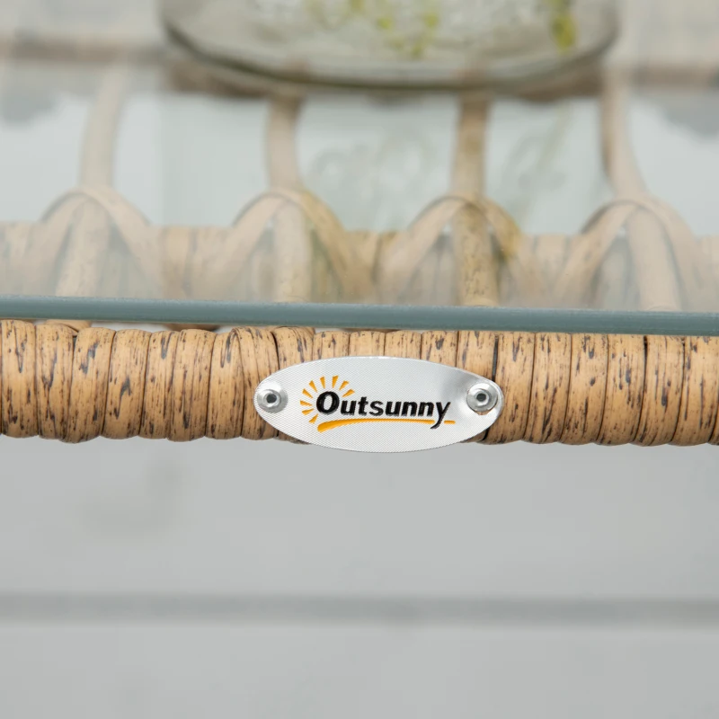 Outsunny Ensemble salon de jardin 3 pièces style exotique 2 fauteuils avec coussins + table basse résine tressée beige métal époxy noir