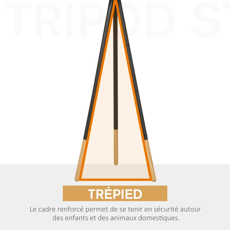 HOMCOM Lampadaire trépied style scandinave bois de caoutchouc gris dim. 52L x 52l x H153 cm