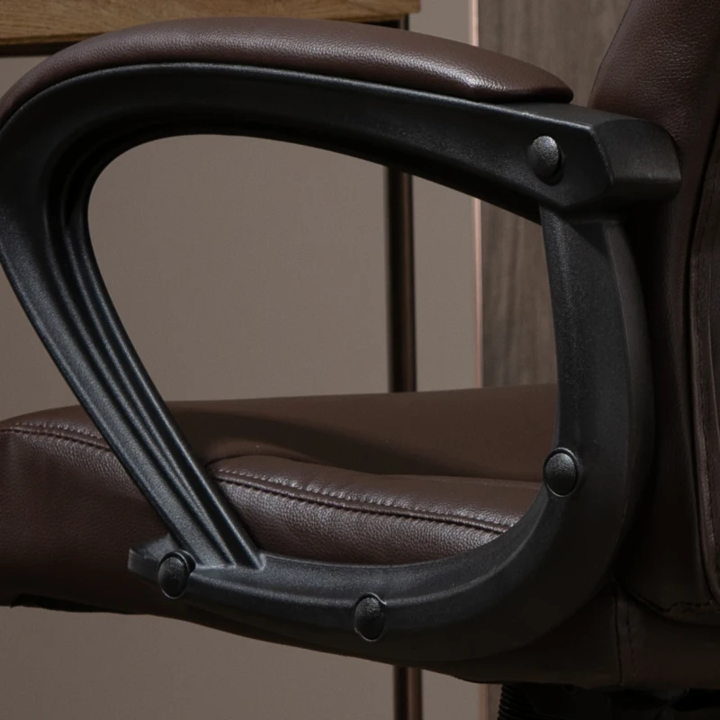 Vinsetto Fauteuil de bureau chaise de bureau ergonomique assise rembourré dossier haut pivotant à 360° réglable en hauteur simili cuir marron