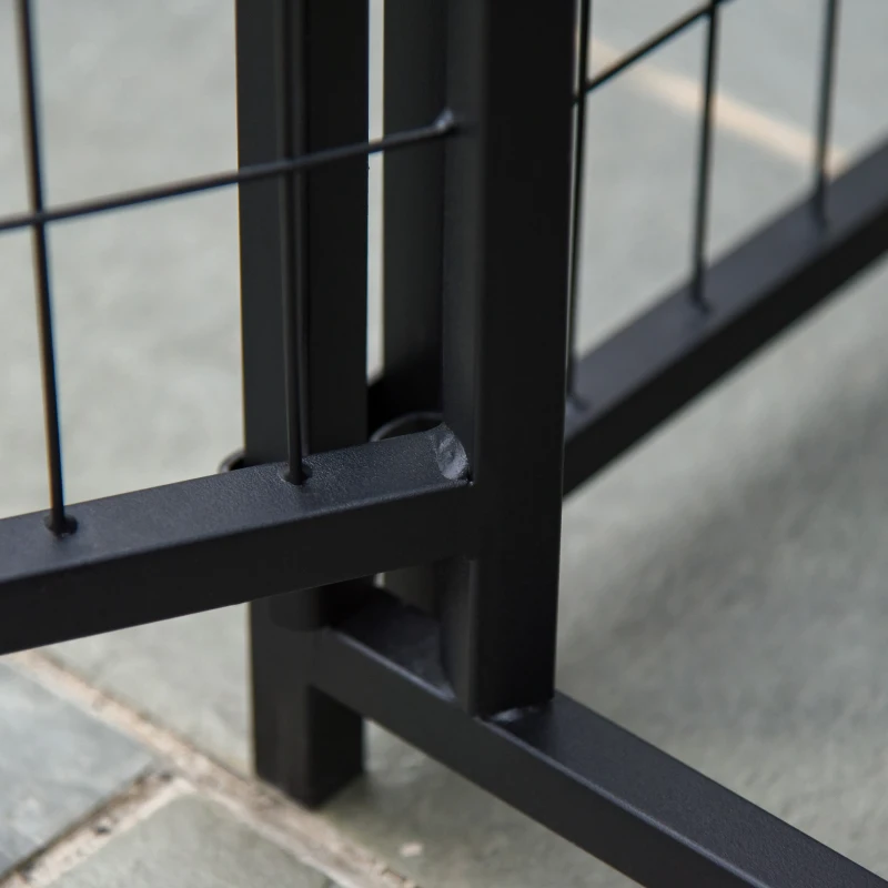 PawHut Perrera de Exterior con Techo con Malla de Metal y Puerta con Cierre para Jardín Patio 20x120x138cm Negro y Plata