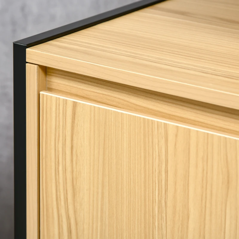 kleankin Meuble sous lavabo de salle de bain armoire sous vasque piètement en métal Double Porte - 60 x 30 x 62,5 cm - Noir et Couleur Bois