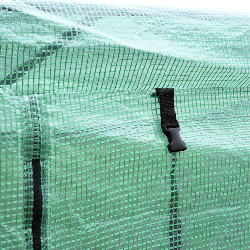 Outsunny Serre de Jardin 200L x 73l x 168H cm Acier PE Haute densité 140 g/m² Anti-UV avec Porte zippée déroulante et fenêtres Vert