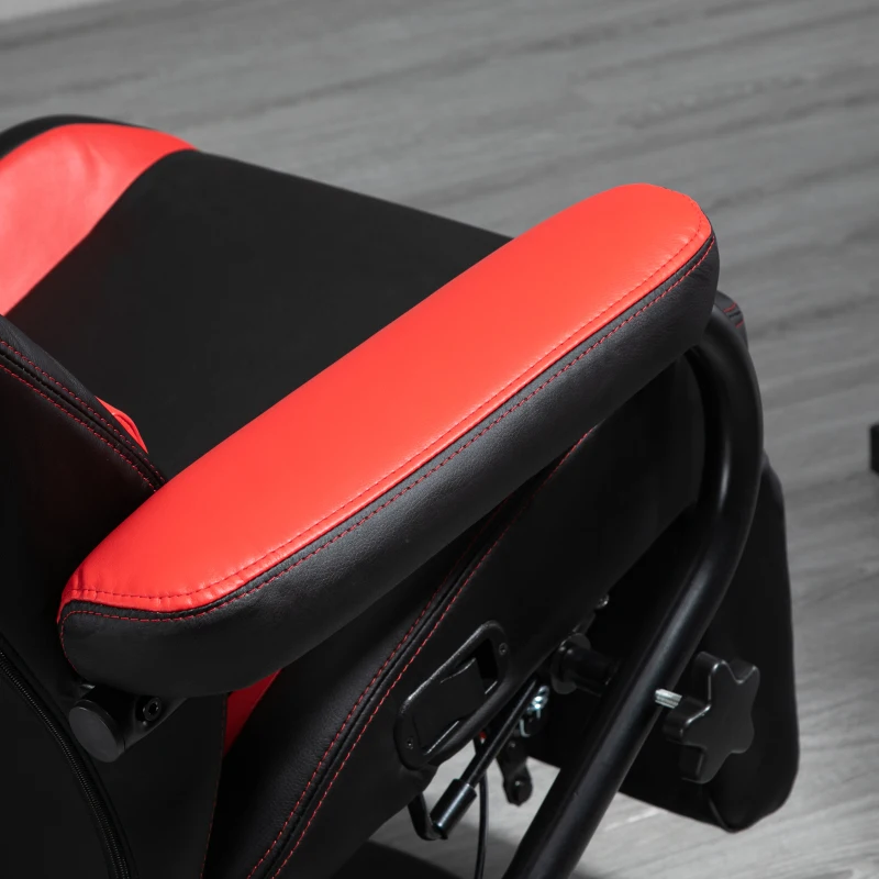 HOMCOM Fauteuil Gaming fauteuil de relax inclinable pivotant avec Repose-Pied rétractable - Coussins lombaires, tétière Inclus - revêtement synthétique Rouge Noir
