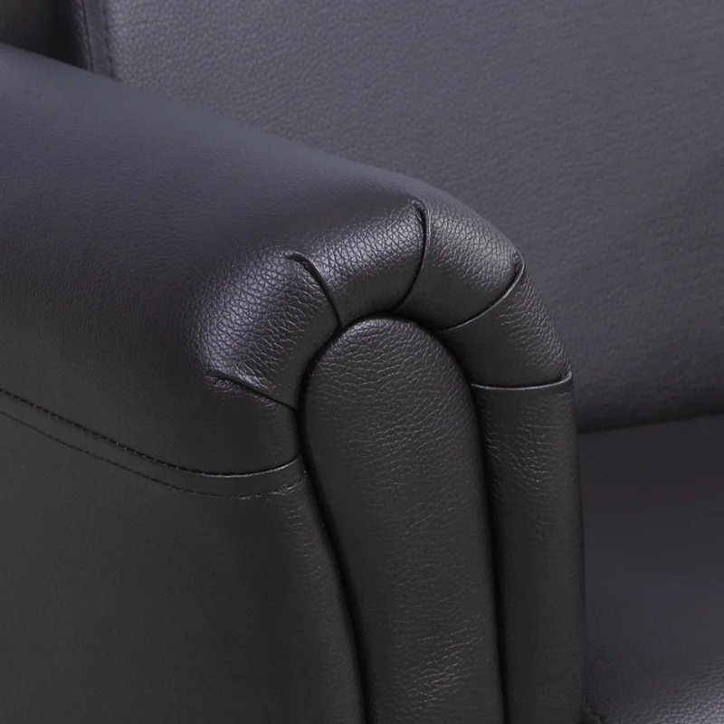 HOMCOM Ensemble Fauteuil et Pouf Enfant Style Contemporain Structure Bois revêtement synthétique PVC Noir