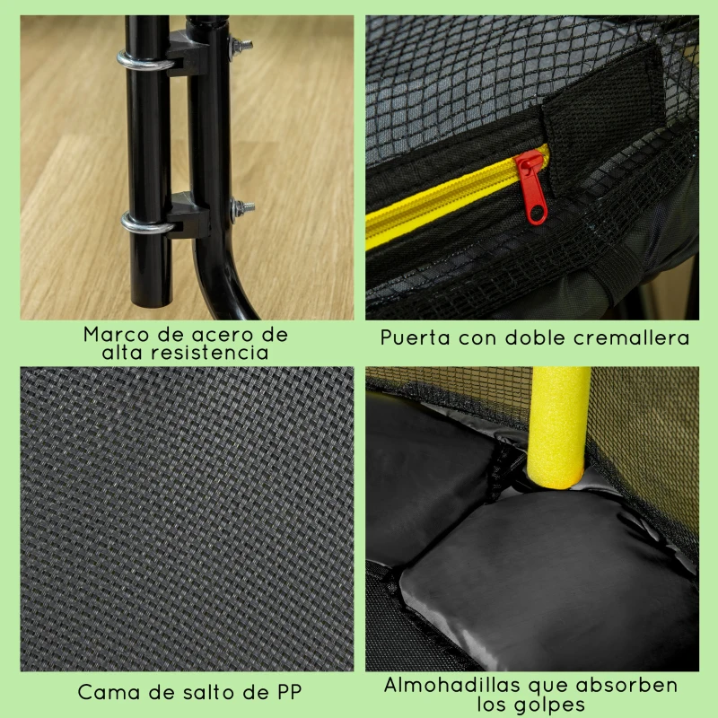 ZONEKIZ Cama Elástica Infantil Trampolín para Niños de 3-10 Años con Red de Seguridad Ø140x120-140 cm Negro