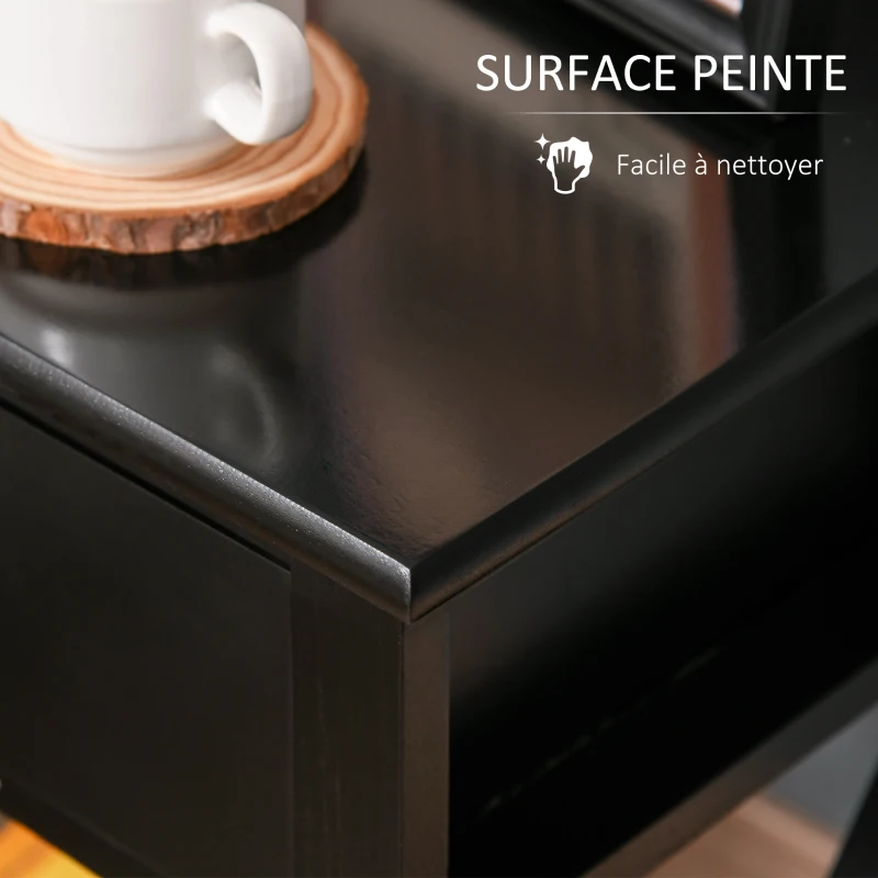 HOMCOM Table de Chevet Table d'appoint Bout de canapé Table de Nuit avec un tiroir et étagère en Bois Noire