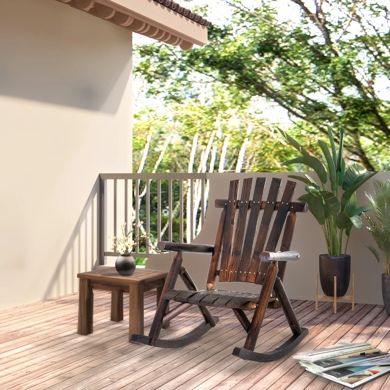 Outsunny Fauteuil de Jardin Adirondack à Bascule Rocking Chair Style néo-rétro Assise Dossier Ergonomique