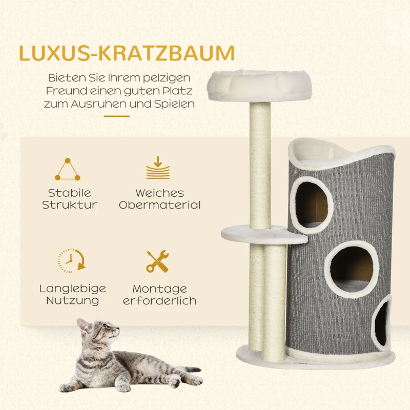 PawHut kattenboom, klimboom met krabpaal, kattenboom, wit