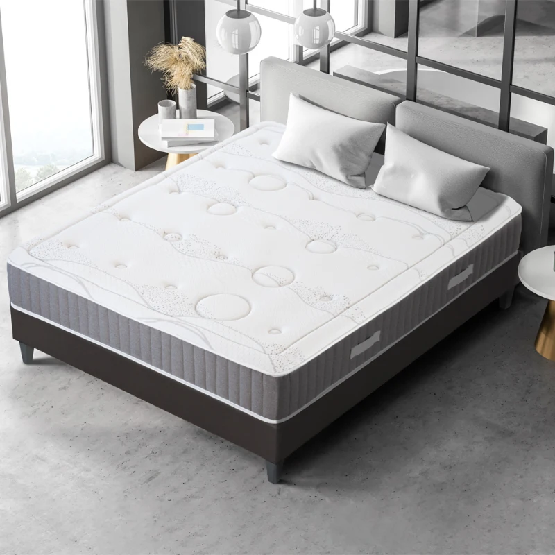 HOMCOM Ensemble matelas mémoire de forme et mousse recyclée 40 kg/m³ 15 cm épaisseur + Sommier à lattes 140 x 190 2 personnes