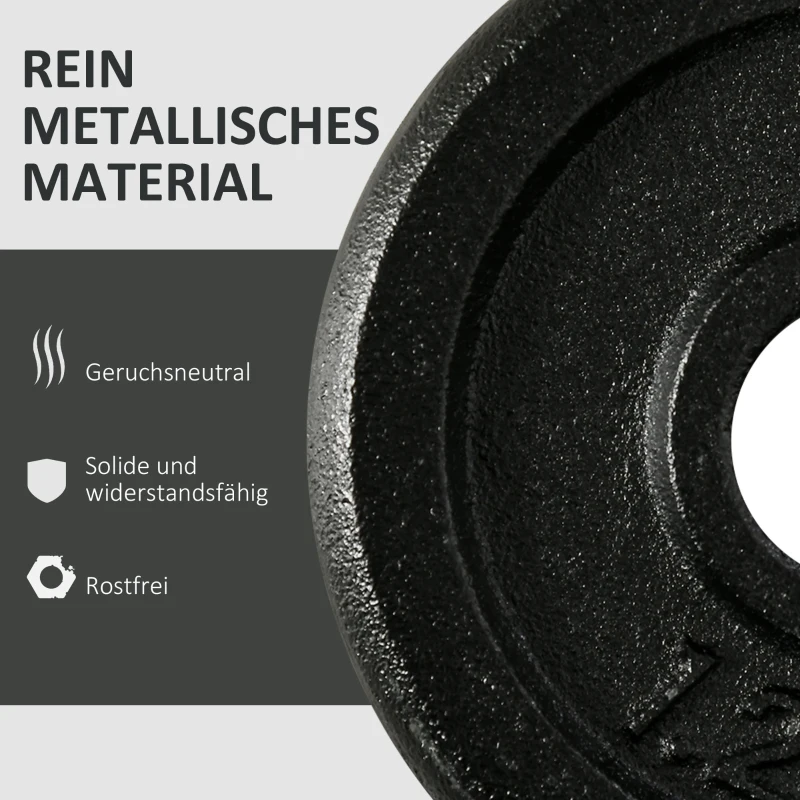 HOMCOM Hantelset 30 kg, Langhantel & Kurzhantel, 12 Hantelscheiben, für Krafttraining, Fitness, schwarz