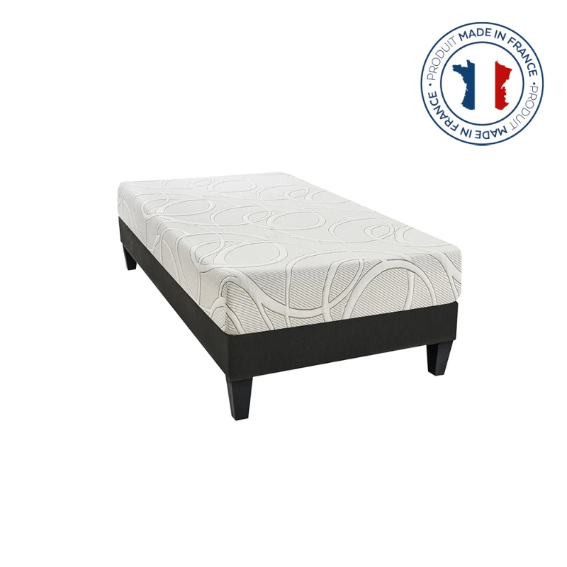 HOMCOM Matelas 90 x 190 21cm d'épaisseur 3cm de mousse mémoire de forme microcapsules de gel rafraîchissant fabriqué en France
