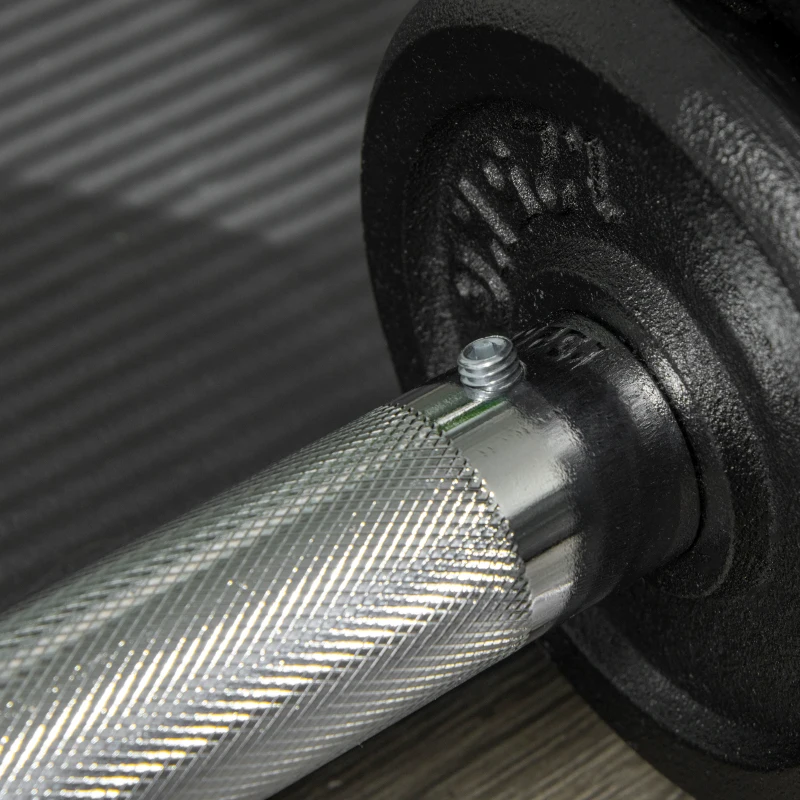 HOMCOM Hantelset 30 kg, Langhantel & Kurzhantel, 12 Hantelscheiben, für Krafttraining, Fitness, schwarz