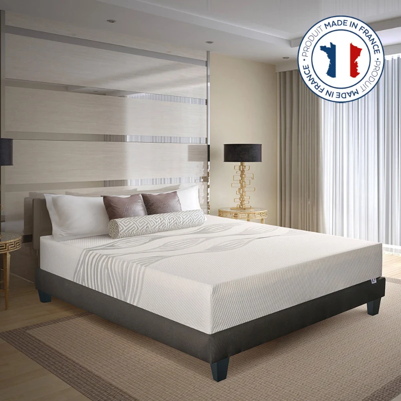 HOMCOM Ensemble matelas mémoire de forme + Sommier à lattes 4 pieds 140 x 190 - 2 personnes