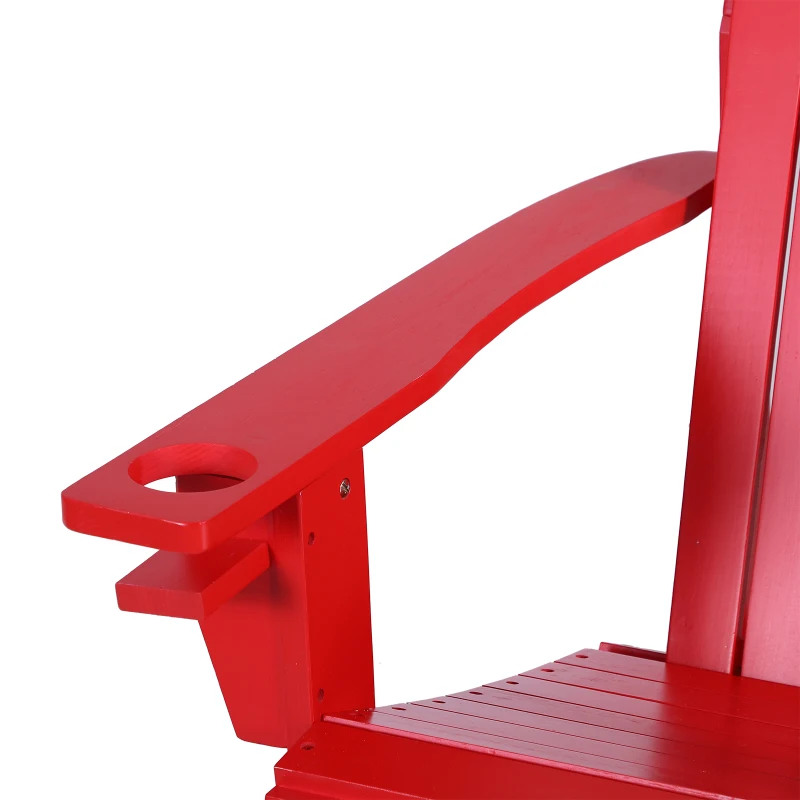 Outsunny Adirondack-Gartenstuhl mit Becherhalter Gartenliege Balkonstuhl Massivholz Rot 97 x 72,5 x 93 cm