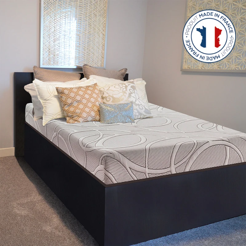 HOMCOM Matelas 90 x 190 21cm d'épaisseur 3cm de mousse mémoire de forme microcapsules de gel rafraîchissant fabriqué en France