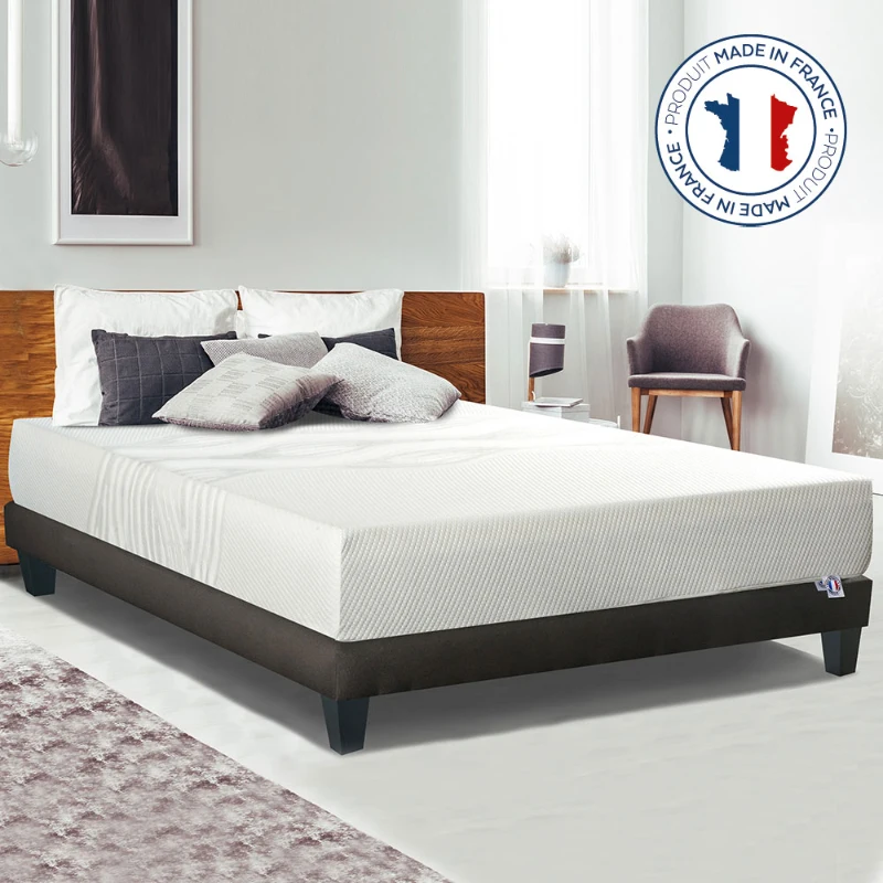 HOMCOM Matelas 160 x 200 - 21 cm d'épaisseur 3 cm de mousse mémoire de forme  - 2 places housse amovible fabriqué en France