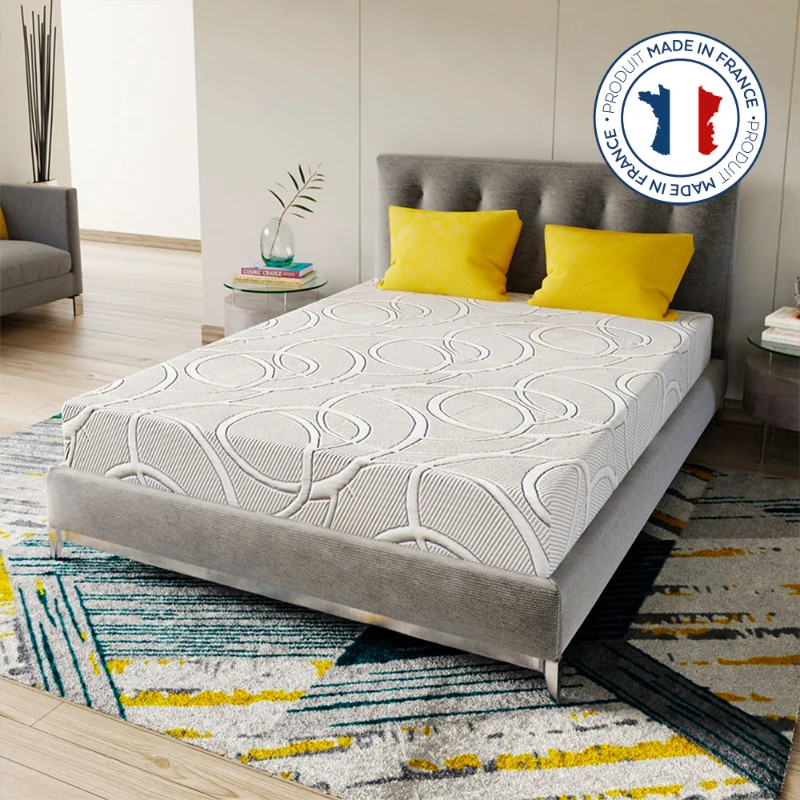 HOMCOM Matelas 140 x 190 21 cm d'épaisseur avec mousse mémoire de forme microcapsules de gel rafraîchissant fabriqué en France