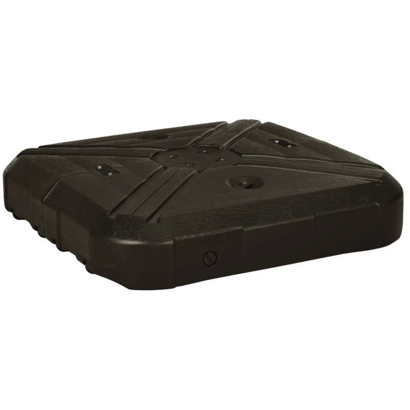 Outsunny Fillable Cantilever Parasol Base Weights with Steel Cross Base, Garden Umbrella Stand Weight with Wheels, 195kg Sand or 170kg Water Filled, Coffee