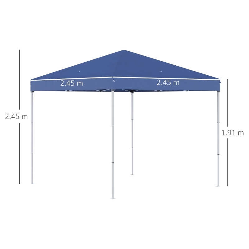 Outsunny Gazebo da Giardino Pieghevole con Corde e Picchetti Blu