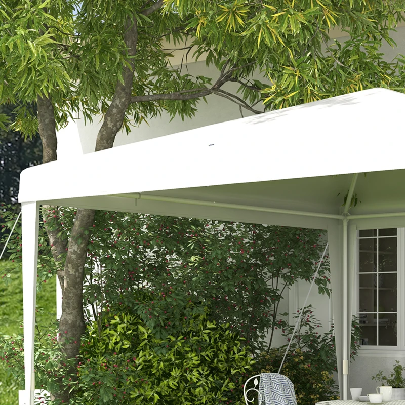 Outsunny Tenda de Jardim Desmontável Tenda para Exteriores com 4 Orifícios de Drenagem e Tubo de Aço 293x293x252 cm Branco