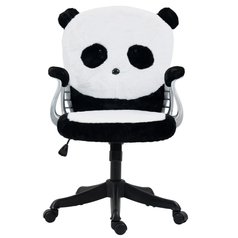 Vinsetto Cute Office Chair, Fluffy Panda Desk Chair with Padded Armrests, Tilt Function, Adjustable Height, Black and White