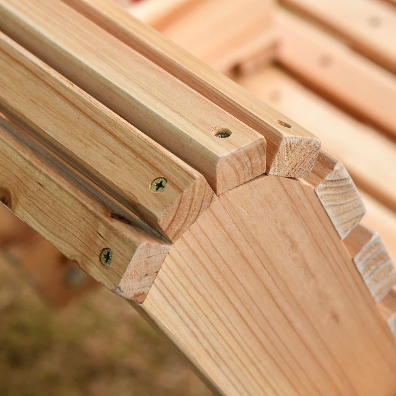 Outsunny Hängebank mit Klapptisch und Becherhaltern Naturholz 150 x 75 x 53cm