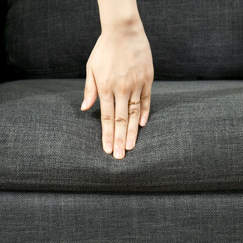 HOMCOM Fotoliu gri inchis din stofa cu captuseala groasa & buzunare laterale