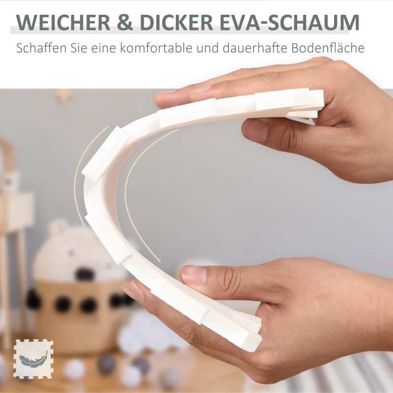 HOMCOM Kinder Puzzlematte 108 Stück Spielmatte Baby matte pädagogische Spielmatte mit rutschfest mit Buchstaben Zahlen und Abnehmbares internes Zugbild EVA 31,5 x 31,5 cm