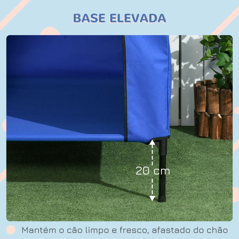 PawHut Casa para Cães e Cama Elevada com Cobertura Desmontável e Janela de Malha para Cães Grandes e Extra Grandes 110x76x110 cm Azul