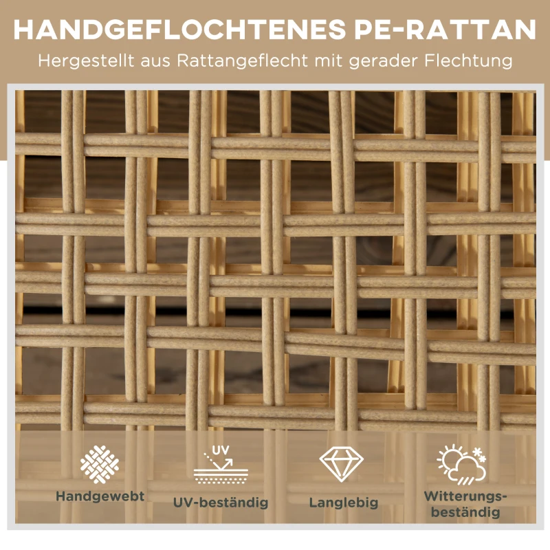 Outsunny Gartenliege, 3-stufig verstellbare Rücklehne, dekorative Rattanoptik, Aluminiumrahmen, 70 x 195 x 54 cm