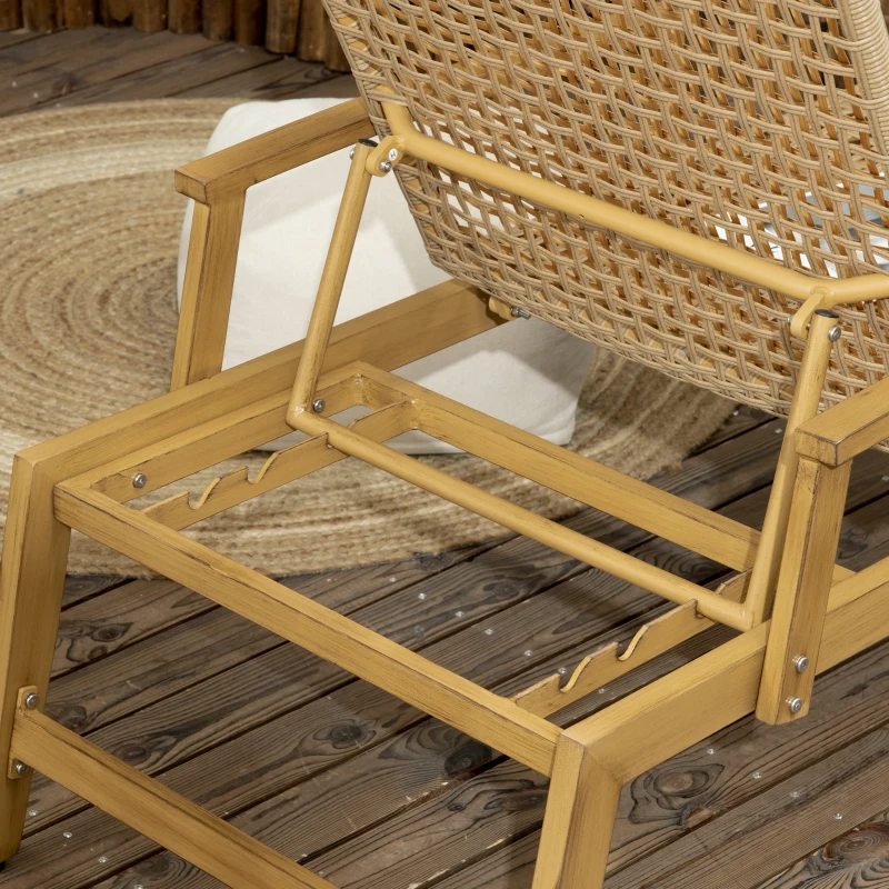 Outsunny Gartenliege, 3-stufig verstellbare Rücklehne, dekorative Rattanoptik, Aluminiumrahmen, 70 x 195 x 54 cm