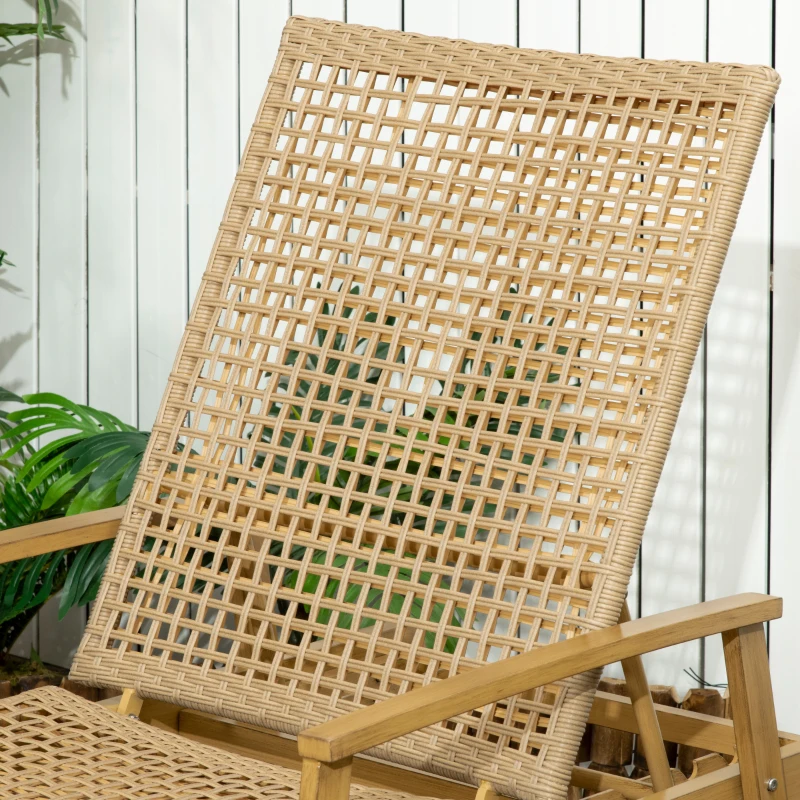 Outsunny Gartenliege, 3-stufig verstellbare Rücklehne, dekorative Rattanoptik, Aluminiumrahmen, 70 x 195 x 54 cm