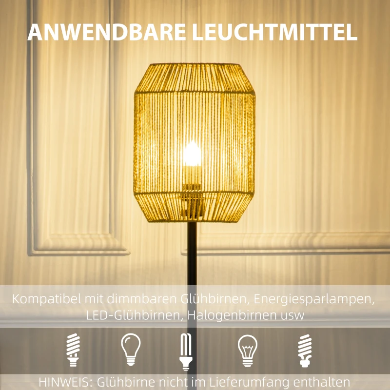HOMCOM 2-delige lichtset. 1 vloerlamp, 1 tafellamp, 38 cm x 38 cm x 158 cm, naturel + zwart