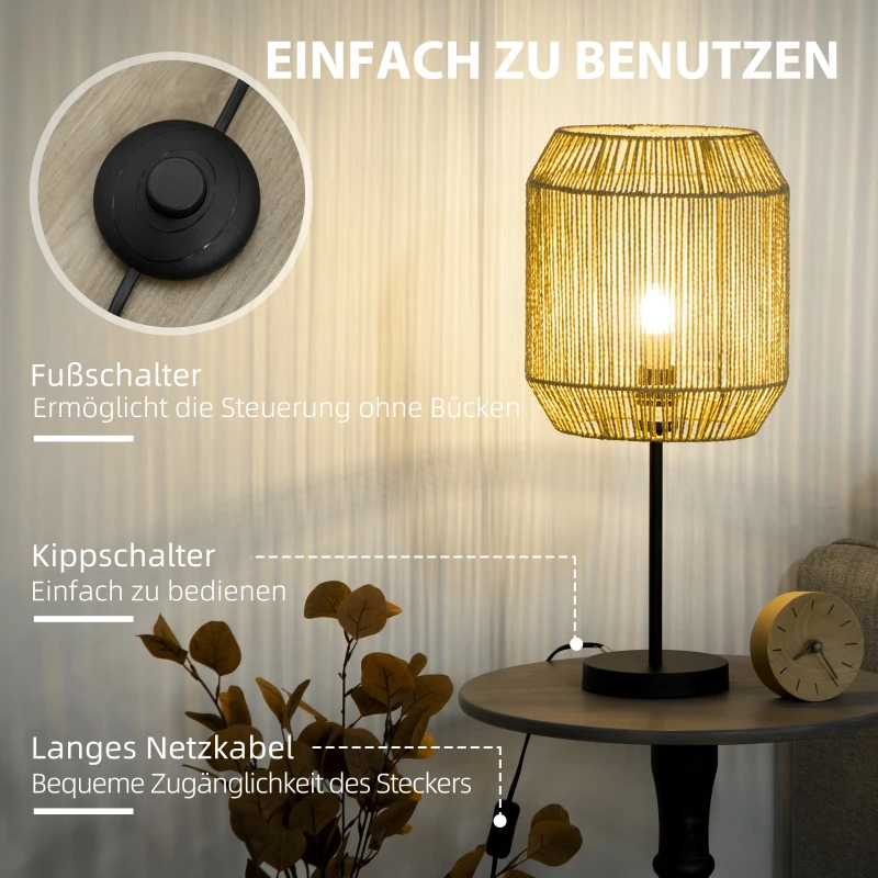 HOMCOM 2-delige lichtset. 1 vloerlamp, 1 tafellamp, 38 cm x 38 cm x 158 cm, naturel + zwart