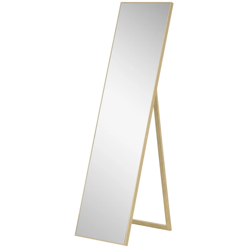 HOMCOM staande spiegel, kapspiegel, passpiegel met houtnerf