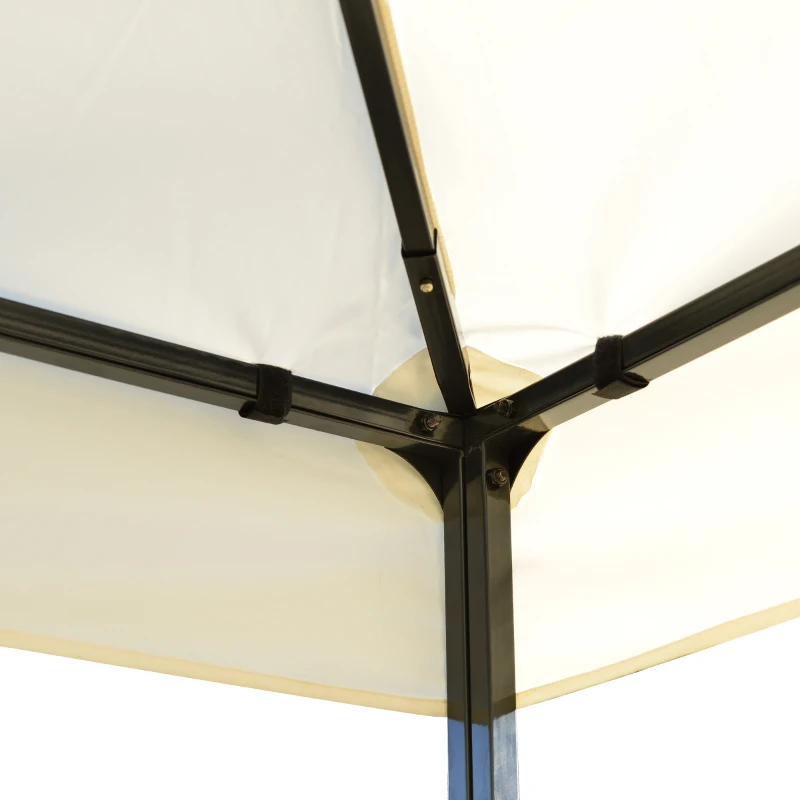 Outsunny Pérgola de Jardim 300x300x265 cm com Duplo Teto e Estrutura de Aço Proteção Solar para Festas Eventos ao Ar Livre Creme