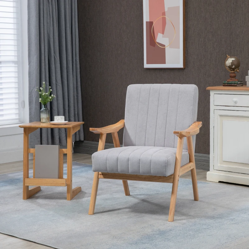 HOMCOM fauteuil, gestoffeerde stoel met armleuningen, grijs