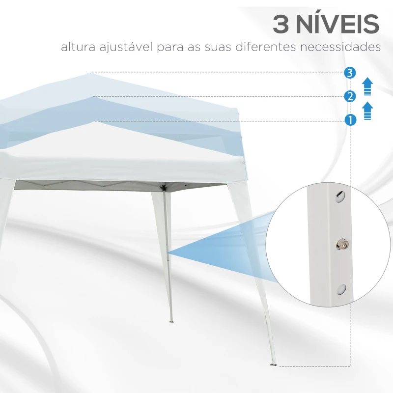 Outsunny Tenda Dobrável Tenda com Desenho Pop Up para Jardim Campismo Festas Eventos Aço e Oxford 297x297x250 cm Branco