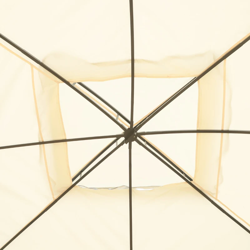 Outsunny Pérgola Exterior 3x3.65x2.82m  de Jardim Marco de Ferro com Parede Lateral e Mosquiteira Cor Creme