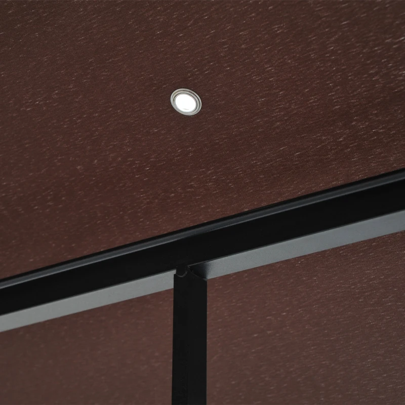 Outsunny Pérgola de Jardim Pérgola com Teto Duplo e Rede Mosquiteira com Zíper 295x295x270 cm Marrom e Branco